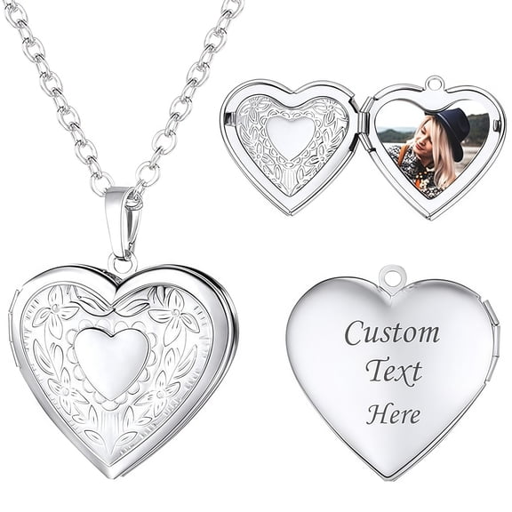 Custom Engraved Heart Locket Necklace Photo Picture Pendant For Couples Anniversary Mother's Day Gift Daily Wear