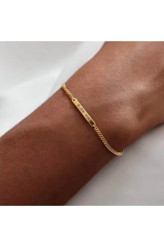 Custom Engraved Mini Bar Bracelet With Chain