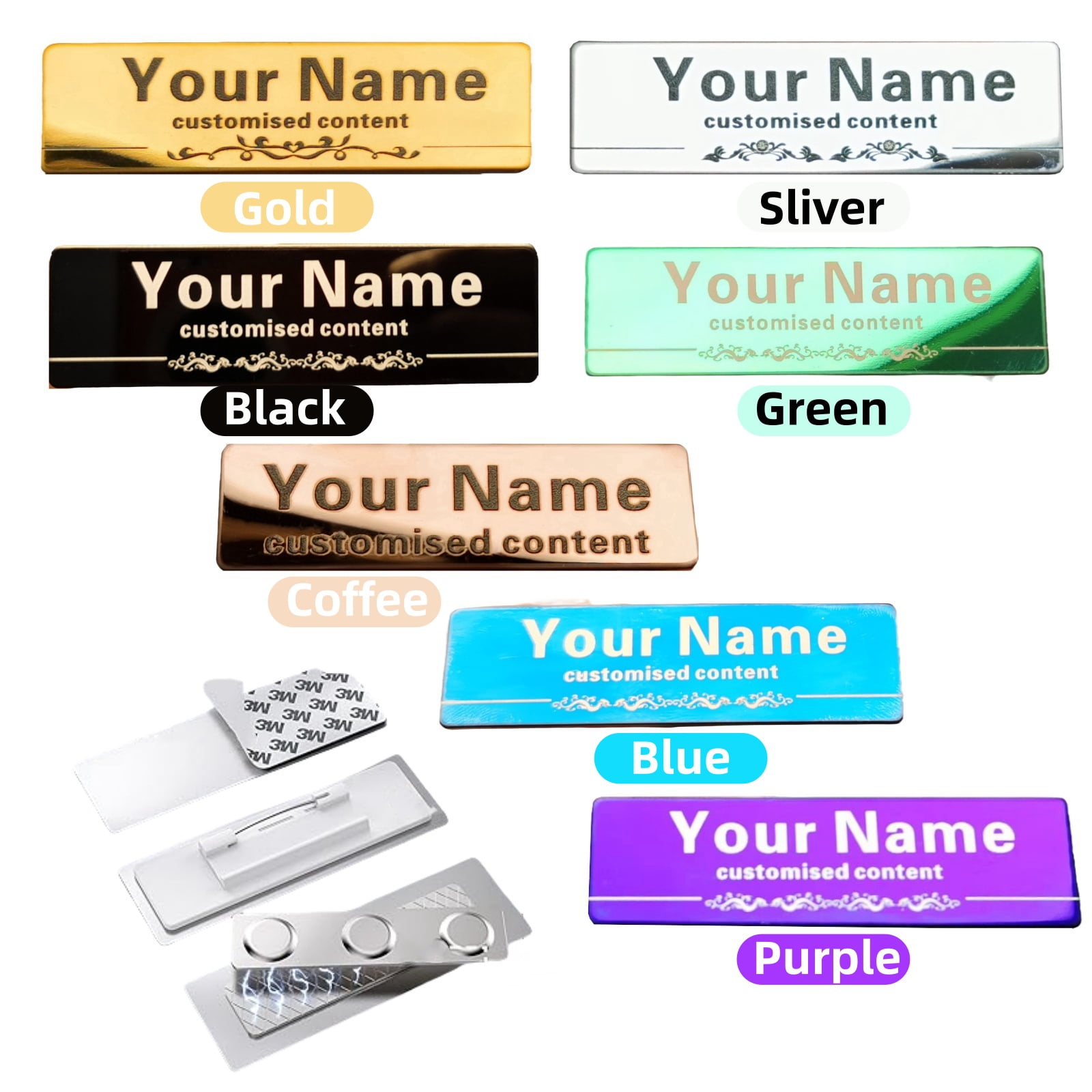 Custom Engraved Nameplates - Stainless steel magnetic/adhesive/pin ...