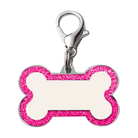 Custom Engraved Pet ID Dog Cat Name with Four Text Lines Glitter Bone Design Deep Metal Pet Accessory