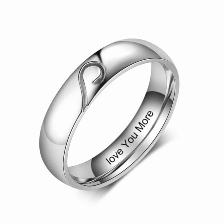 Custom Engraved Promise Rings for Couples - Personalized His & Hers Matching Rings with Cubic Zirconia & 14K White Gold Over Sterling Silver