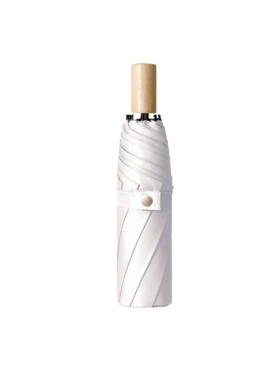 Custom Engraved Wood Handle Umbrellas Text Design Windproof Compact Travel