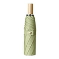 thumbnail image 1 of Custom Engraved Wood Handle Umbrellas Text Design Windproof Compact Travel, 1 of 5