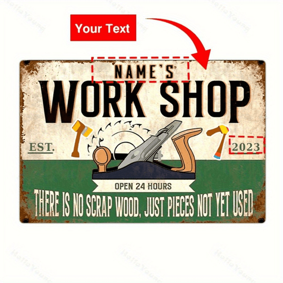 Custom Engraved Vintage Metal Sign Workshop Garage Tool Room Decor Christmas Gift