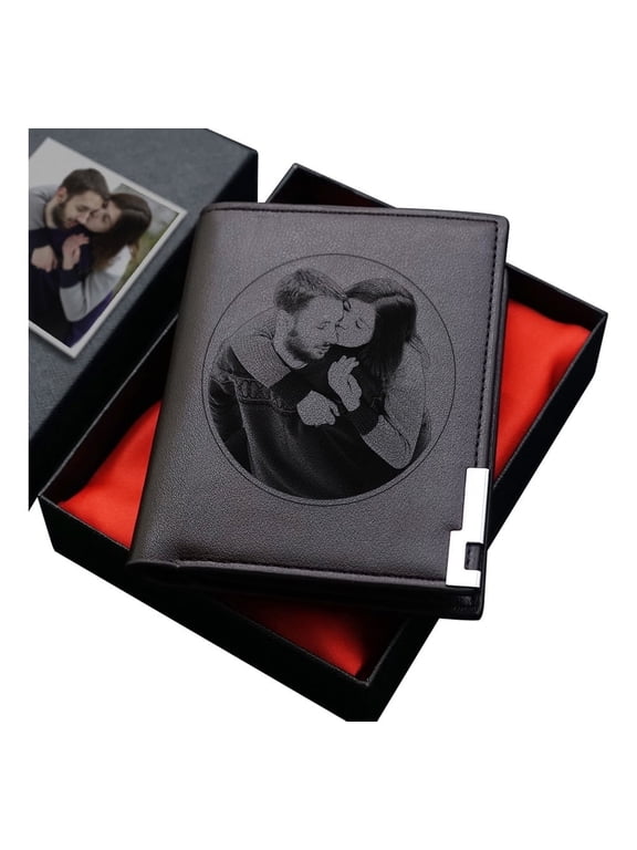 Custom Engraved Wallets Personalized Photo Leather Wallet Men,Husband,Dad,Son,Personalized Gifts (Coffee)