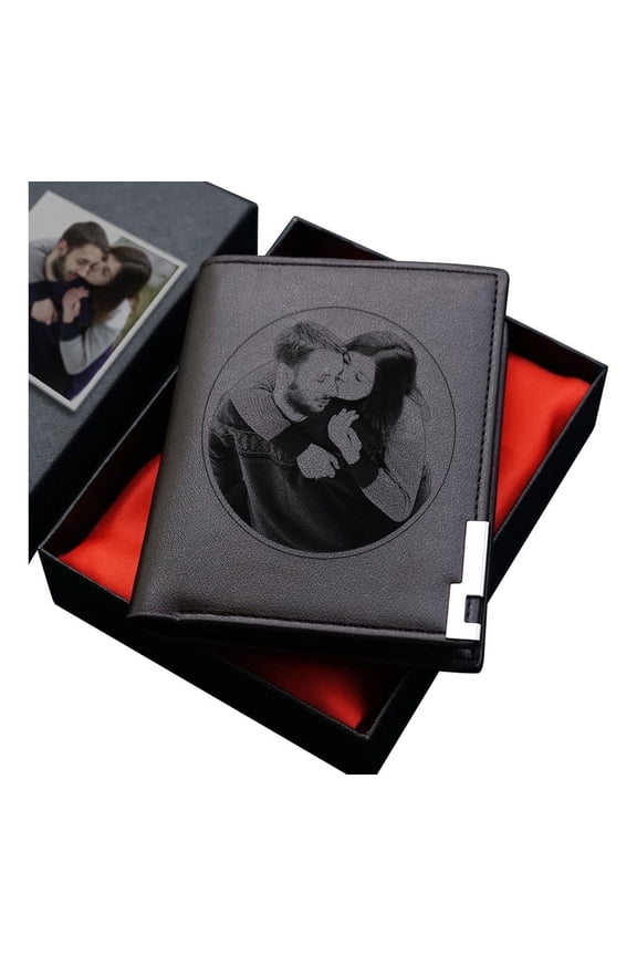Custom Engraved Wallets Personalized Photo Leather Wallet Men,Husband,Dad,Son,Personalized Gifts (Coffee)