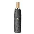 thumbnail image 1 of Custom Engraved Wood Handle Umbrellas Text Windproof, 1 of 4