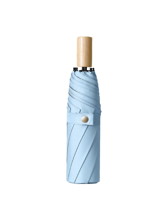 Custom Engraved Wood Handle Umbrellas Text Design Windproof Compact Travel