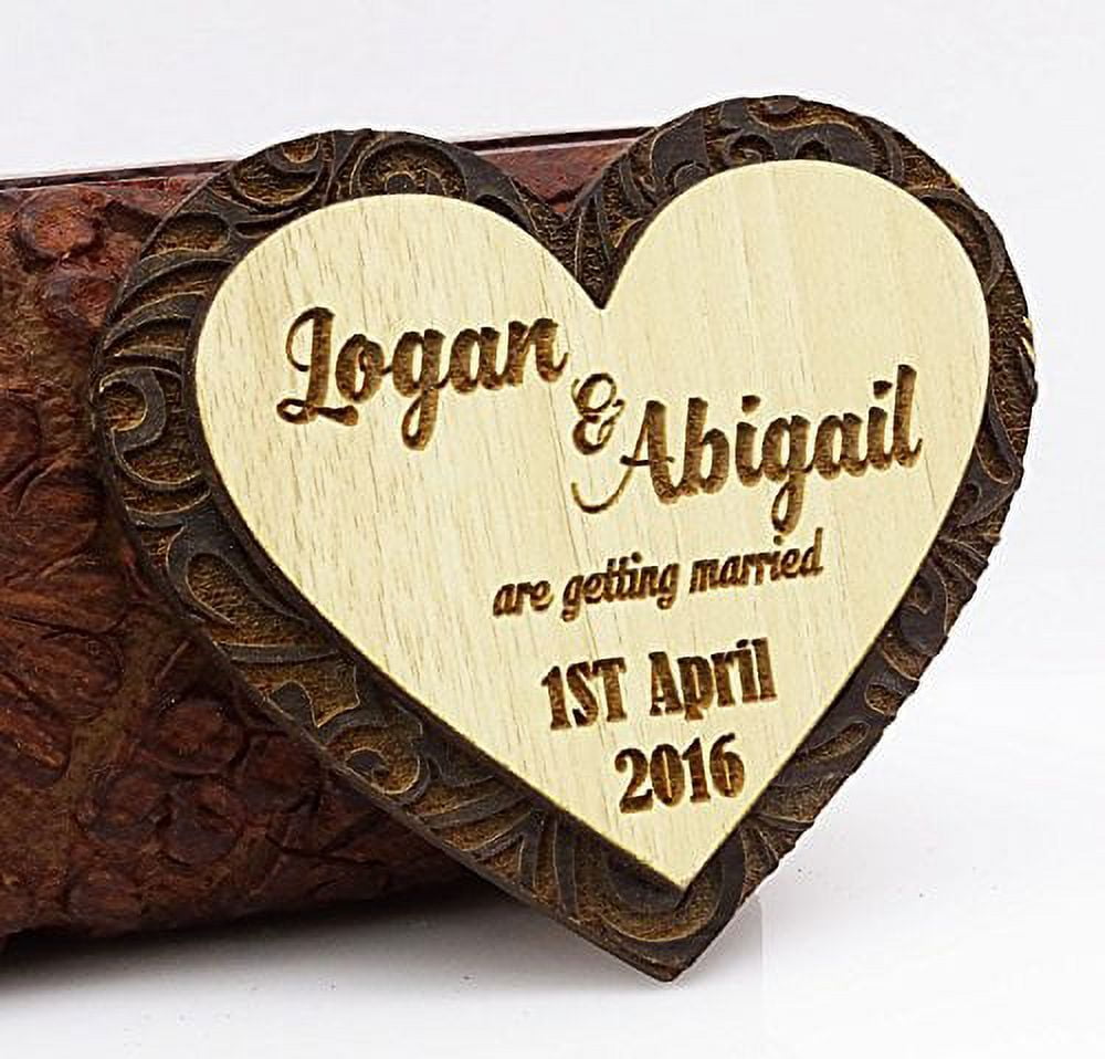 Custom Engraved Wooden Magnet Personalized Gift 10 Rustic Wedding Save ...