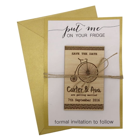 Custom Engraved Wooden Magnet Personalized Gift 20 Rustic Wedding Save the Date Wooden Magnet