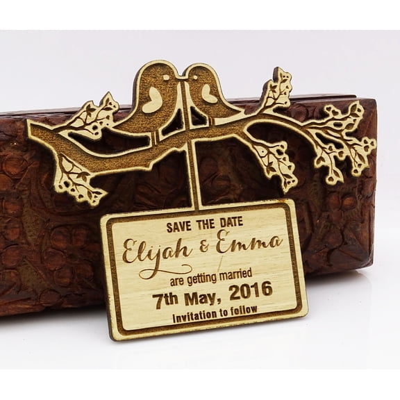 Custom Engraved Wooden Magnet Personalized Gift 20 Rustic Wedding Save the Date Wooden Magnet