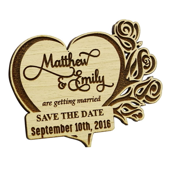 Custom Engraved Wooden Magnet Personalized Gift 20 Rustic Wedding Save the Date Wooden Magnet