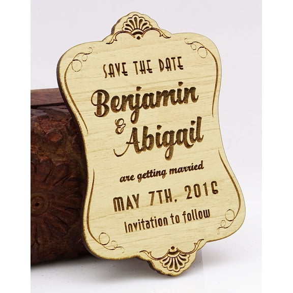 Custom Engraved Wooden Magnet Personalized Gift 20 Rustic Wedding Save the Date Wooden Magnet