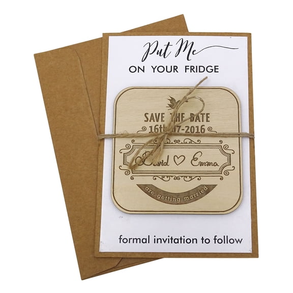 Custom Engraved Wooden Magnet Personalized Gift 25 Rustic Wedding Save the Date Wooden Magnet