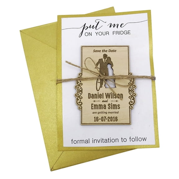 Custom Engraved Wooden Magnet Personalized Gift 35 Rustic Wedding Save the Date Cards Favor With Envelopes