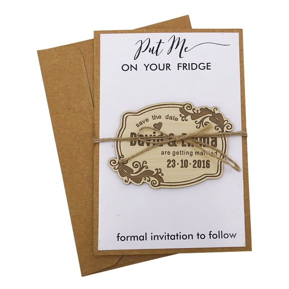 Custom Engraved Wooden Magnet Personalized Gift 40 Rustic Wedding Save the Date Wooden Magnet