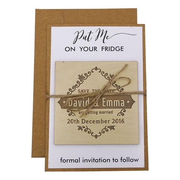 Custom Engraved Wooden Magnet Personalized Gift 50 Rustic Wedding Save the Date Wooden Magnet
