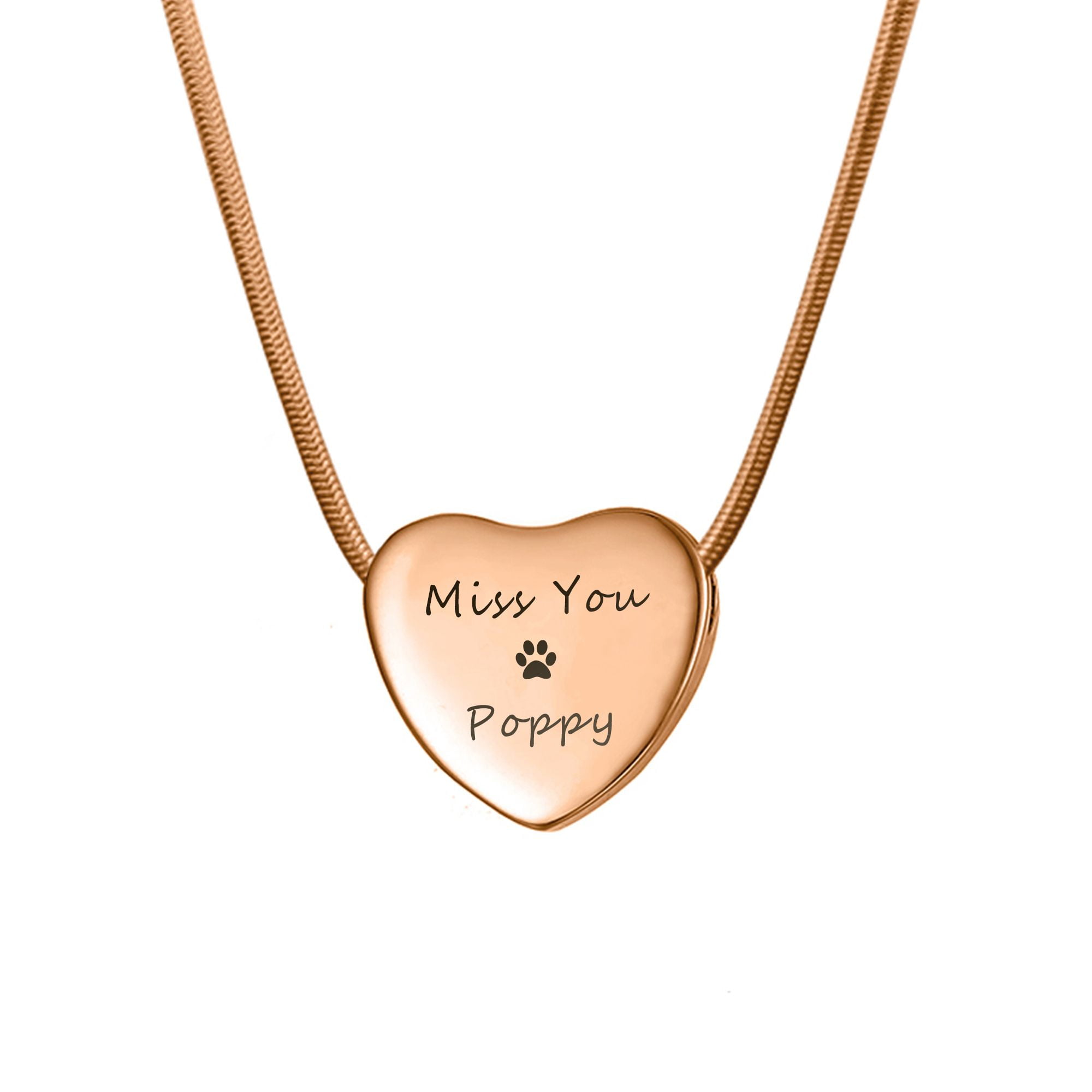 Custom Engraving Memorial Necklace, Personalized Jewelry Text and Icon Engraving, Ashes Holder Customer Keepsake Necklace, with Filling Kit and Velvet Box [Rose Gold, Text and Icon]