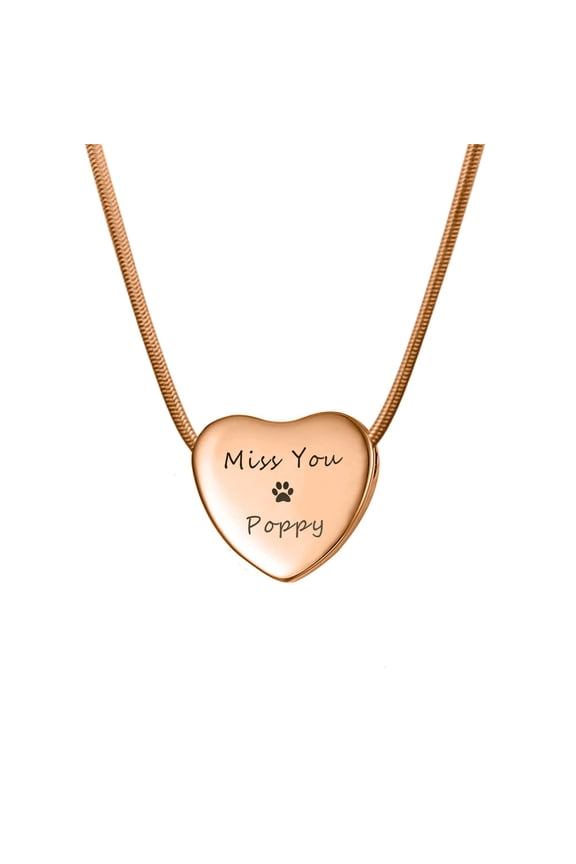 Custom Engraving Memorial Necklace, Personalized Jewelry Text and Icon Engraving, Ashes Holder Customer Keepsake Necklace, with Filling Kit and Velvet Box [Rose Gold, Text and Icon]