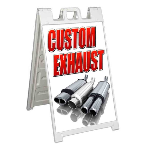 Custom Exhaust (24" X 36") Standard A-Frame Signicade, Includes Decal Applied To Stand