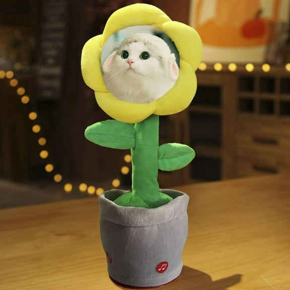 Custom Face Dancing Talking Flower Plush Toy Rechargeable Novelty Interactive Mimic Voice Singing Stuffed Funny Personalized Stuffed Animal Gift for Birthdays Valentine's Day Adults Kids
