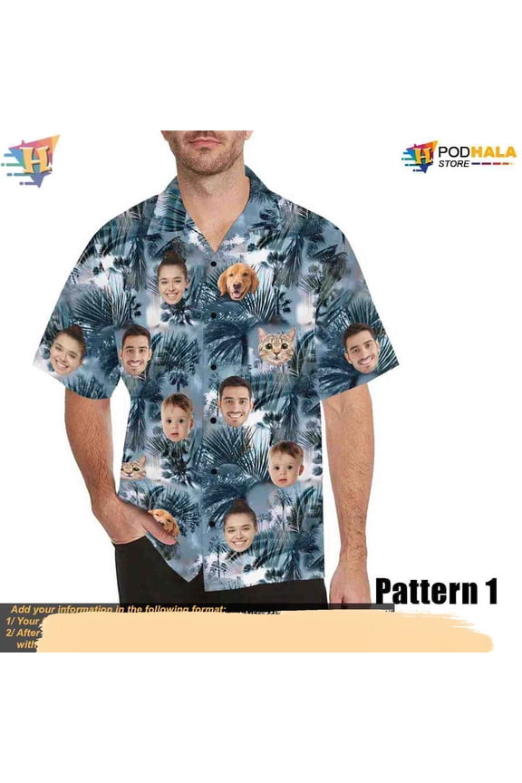 Custom Face Hawaiian Shirt, Personalized with Any Image, Men's Button Down Gift
