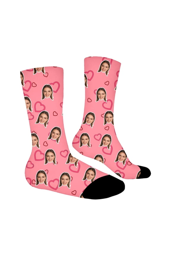 Custom Face Socks with Picture Personalized Photo Crew Funny Socks Gift for Him Her Men Women