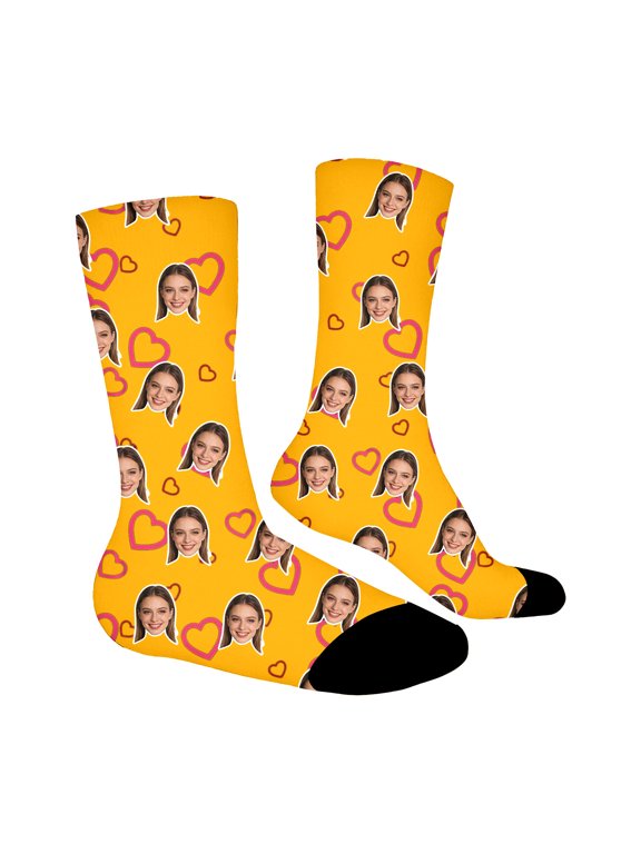 Custom Face Socks with Picture Personalized Photo Crew Funny Socks Gift for Him Her Men Women