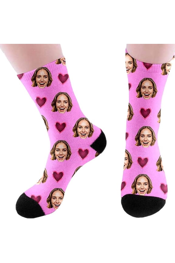 Custom Face Socks with Picture, Personalized Socks with Photo Customized Unisex Funny Crew Sock Gifts for Men Women