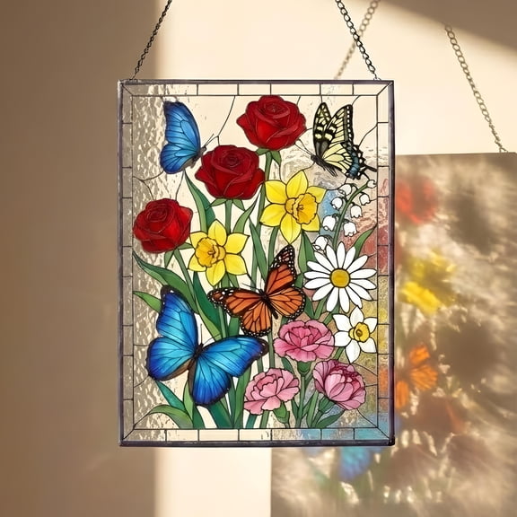 Custom Family Birth Flowers 2D Flat Acrylic Suncatcher | Personalized Art Decor | Floral Garden Design | Unique Birth Flower Gift For Mom Nana Mother's Day | Window Wall Hanging