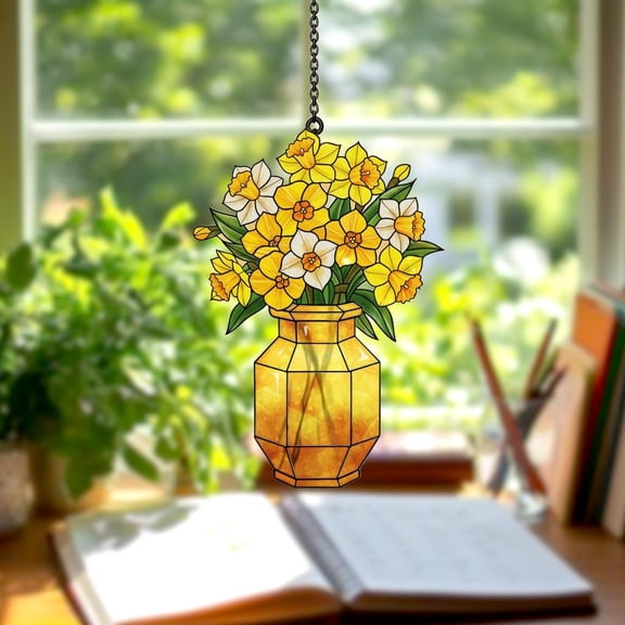 Custom Family Birth Flowers Glass Suncatcher, Custom Mom's Garden Gift,Flower Glass Art,Birth Flower Gift ,Mother's Day Gift For Mom, Nana