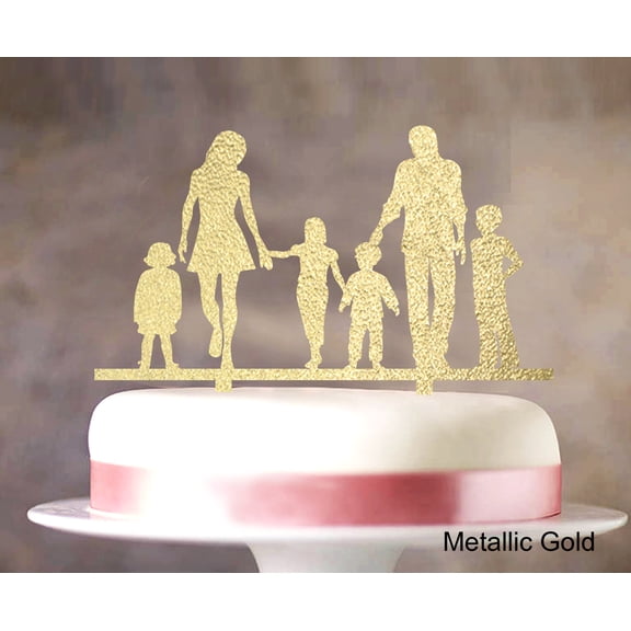 "Custom Family Cake Topper Personalized Silhouette Wedding Cake Topper Cake Decorations Option Available 6""-7"" Inches Wide"