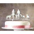 thumbnail image 1 of "Custom Family Cake Topper With Dogs Silhouette Wedding Cake Topper Cake Decorations Option Available 6""-7"" Inches Wide", 1 of 1