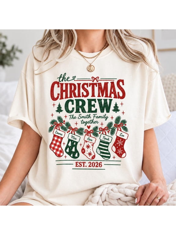 Custom Family Christmas Shirt, Matching Xmas Crew Tee, Personalized Year Family Shirt, Christmas 2026 Shirt