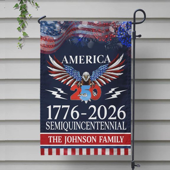 Custom Family Eagles America 250 Years Flag 12x18 POLE NOT INCLUDED Garden Flag