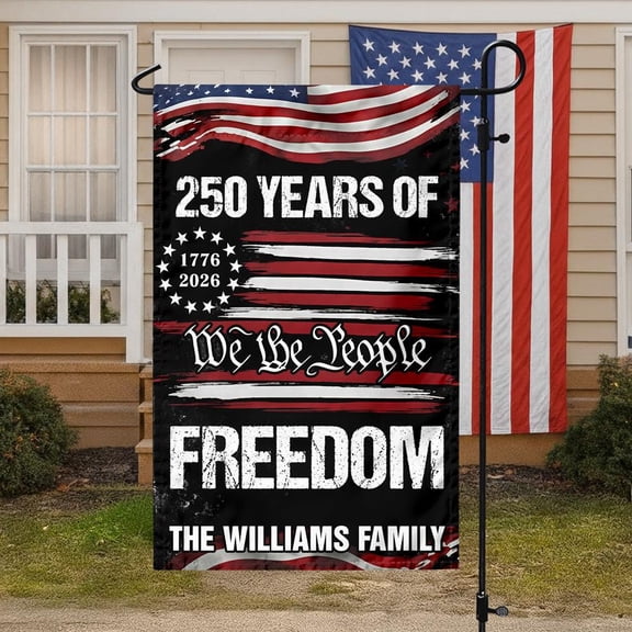 Custom Family Name 250 Years Independence Patriotic Flag 12x18 POLE NOT INCLUDED Garden Flag
