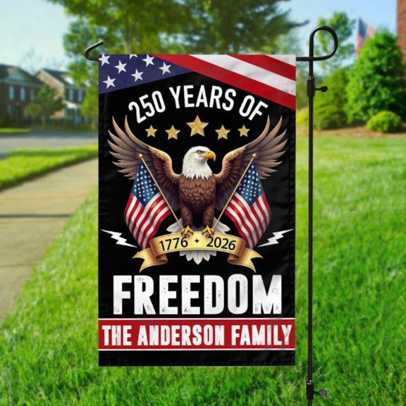 Custom Family Name America 250 Years Eagle Patriotic Flag 12x18 POLE NOT INCLUDED Garden Flag