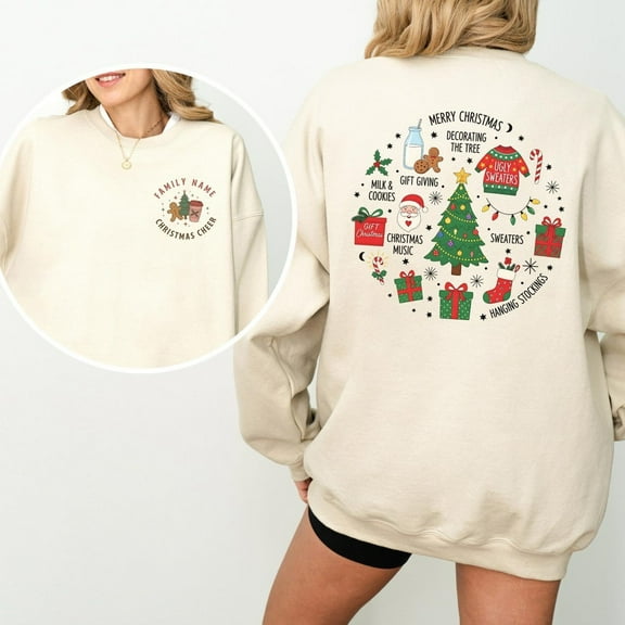 Custom Family Name Sweatshirt, Family Matching Custom Name Crewneck, Unisex Adult, Soft Cotton, Casual Everyday Wear Sand