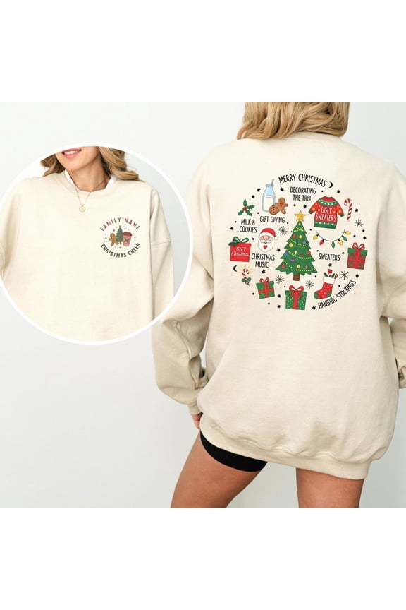 Custom Family Name Sweatshirt, Family Matching Custom Name Crewneck, Unisex Adult, Soft Cotton, Casual Everyday Wear Sand