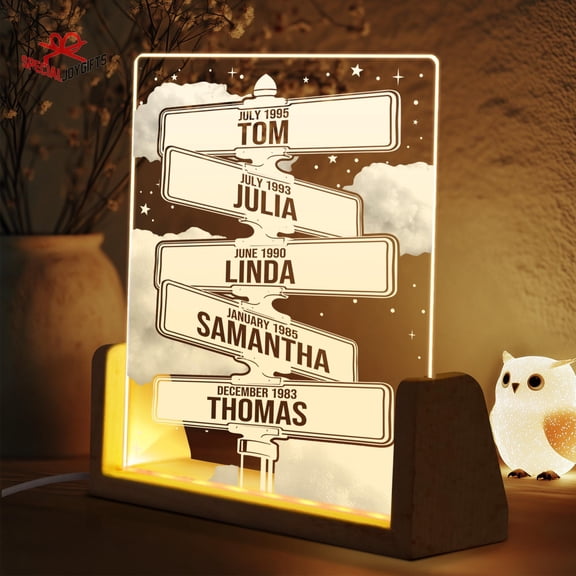 Custom Family Name Vintage Street Sign Light Personalized Multi Name Acrylic Plate Unique Home Decor Gift For Parents