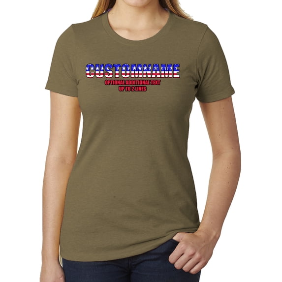 Custom Family Name in American Flag Letters -Family Reunion Women T-shirts