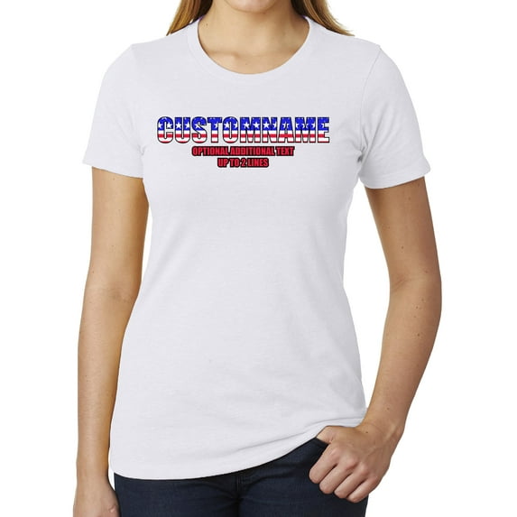Custom Family Name in American Flag Letters -Family Reunion Women T-shirts