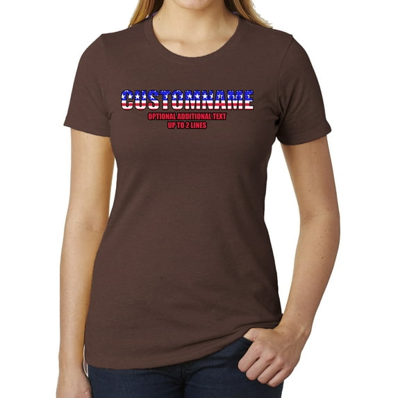 Custom Family Name in American Flag Letters -Family Reunion Women T-shirts