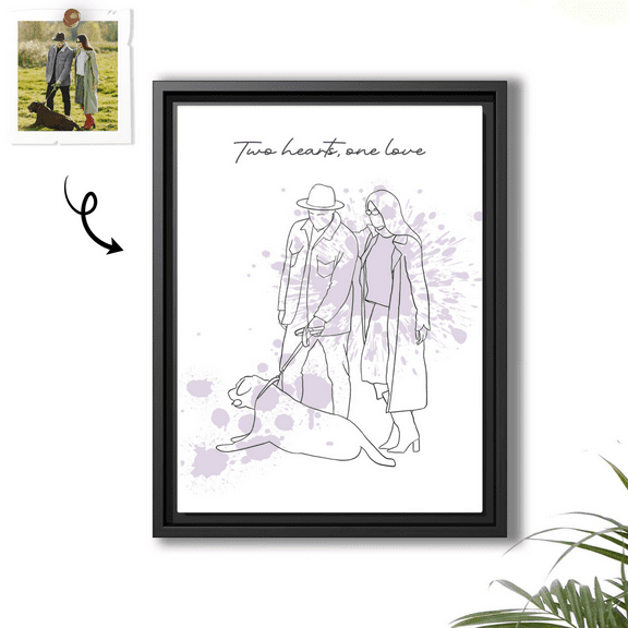 Custom Family Photo to Line Art, Couple Picture, Anniversaries Gift Canvas