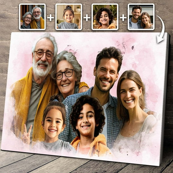 Custom Family Portrait Canvas, Personalized Family Photo Art, Unique Gift for Mom, Dad, Couples, Anniversary, Home Decor