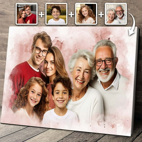 Custom Family Portrait Canvas, Personalized Family Photo Art, Unique Gift for Mom, Dad, Couples, Anniversary, Home Decor