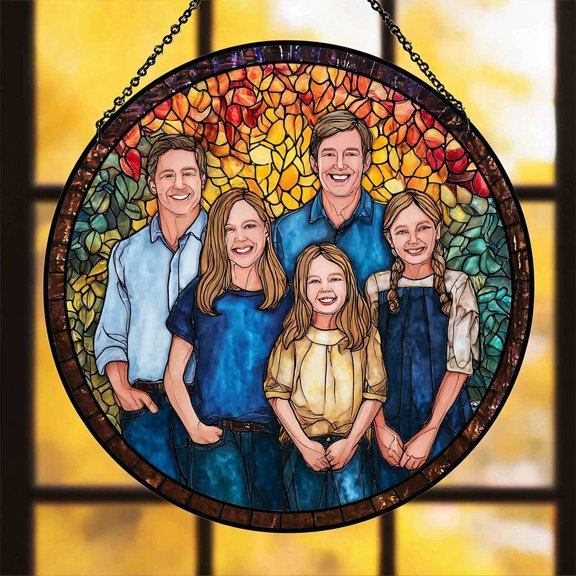 Custom Family Portrait Suncatcher: Personalized Acrylic Window Ornament