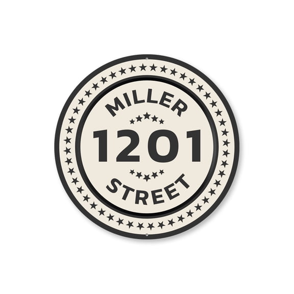 Custom Family Street Aluminum Metal Decor Sign - 12" Round