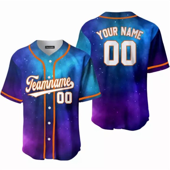 Custom Fantasy Galaxy Pattern White Orange Custom Baseball Jerseys For Men & Women - Hot S