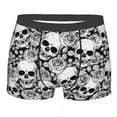 thumbnail image 1 of Custom Fashion Death Skull Roses Flower Pattern Boxers Shorts Panties Men's Underpants Stretch Gothic Skeleton Briefs Underwear, 1 of 4